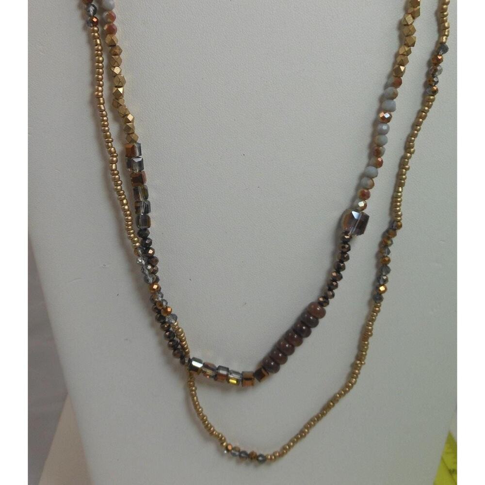 Gorgeous Handmade AB Crystal Necklace with‎ Adjustable 2-Strand Design